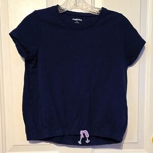 Lands End, Top, Tunic, Navy, Purple Tie, Elastic Waist, Scoop Neck Line, Casual